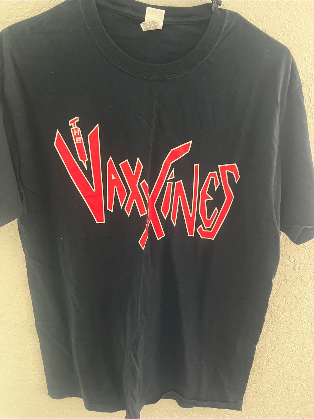 The Vaxxines punk band style black Cotton Crewneck Tee
